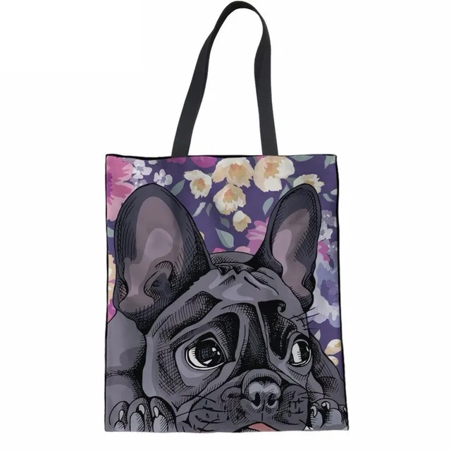 Cute-3D-Animal-French-Bulldog-Daisy-Boxer-Print-Women-Shopping-Linen-Bags-Casual-Reusable-Tote