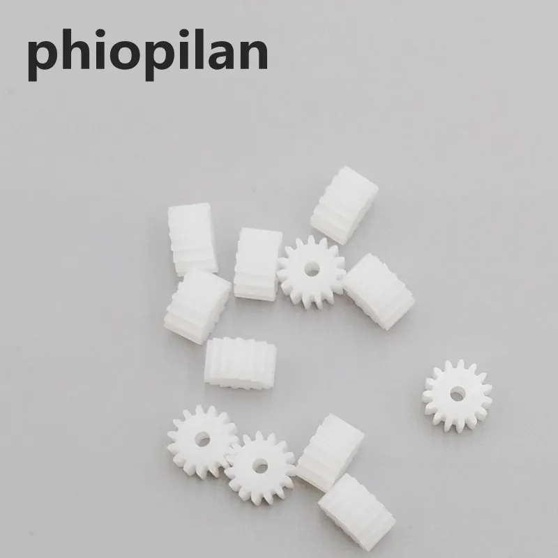 

PHIOPILAN 500pcs 0.5 modulus 15T 15-2a 15 Teeth single gear Aperture 1.95mm Car Gearbox Plastic motor gear