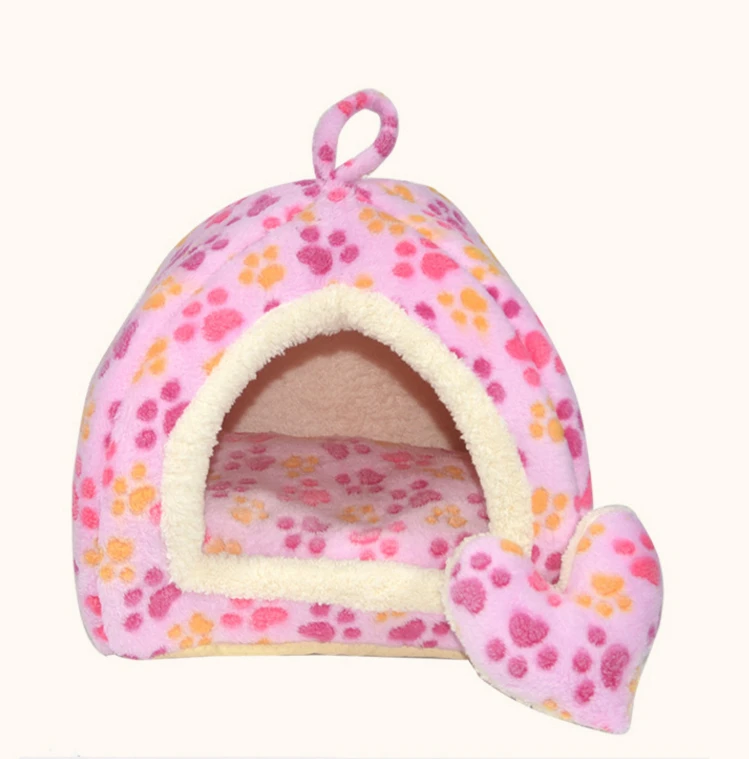 Small pet Cat Dog Tent Bed House Soft Warm Nesting