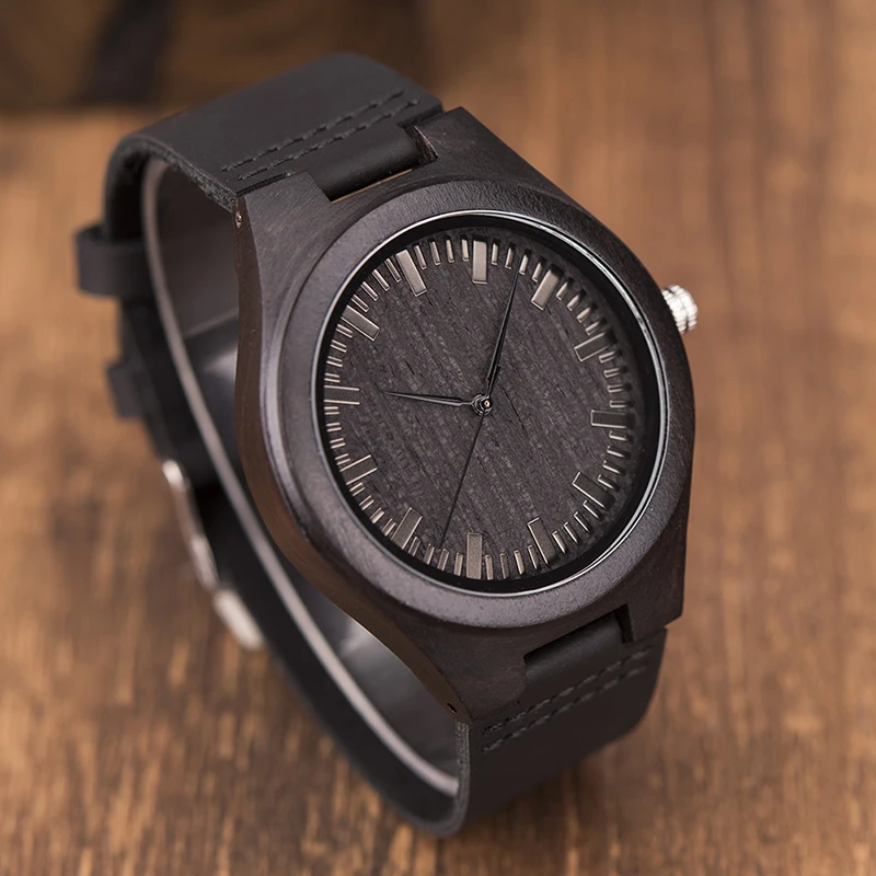 relogio masculino BOBO BIRD Men Watch Ebony Wood Men's Quartz Watches with Japanese Movement Accept Logo Drop Shipping C-D26