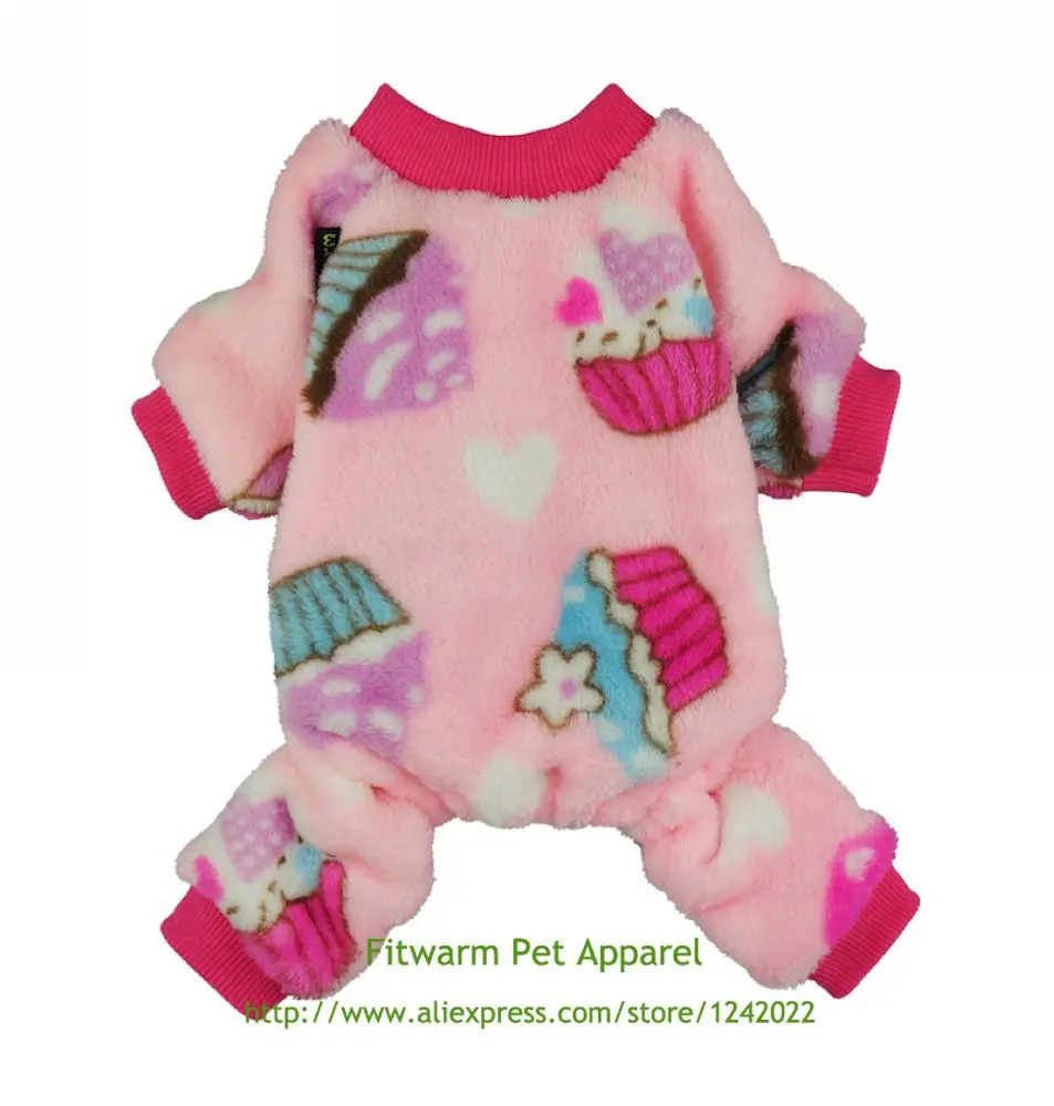 Fitwarm Sweet Cupcake Pet Clothes for Dog Pajamas PJS Coat Soft Velvet
