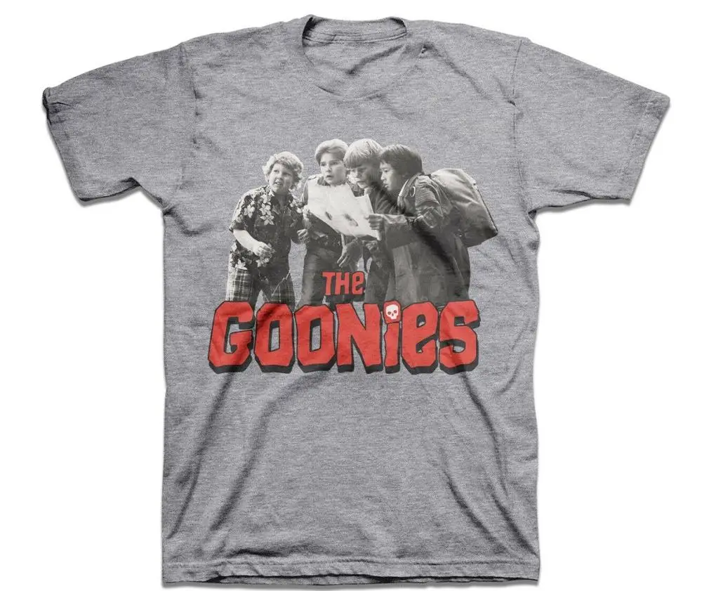 

The Goonies Map Quest Mens Heather Grey T-Shirt Tee Sloth Mikey Hey You Guysfree Shipping Mens New Fashion T Shirts
