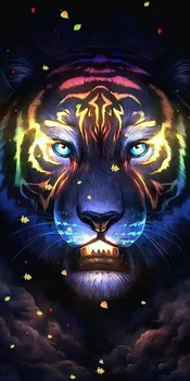 

5D DIY Full Round Diamond Paintings Neon Tiger Animal Cross Stitch Mosaic Kits Embroidery Paint with Art Sticker Decoration Home