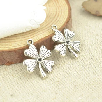 

15 Pcs 23*18 mm Antique Silver color Tone Clover Charms DIY Jewelry Making 2563