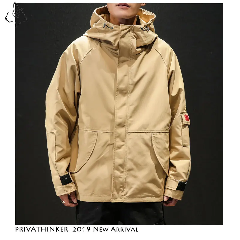 Privathinke Man Autum 2019 Japanese Streetwear Hooded Jacket Men Solid Causal Pocket Cargo Jacket High Collar Cotton Coat Privathinke Man Autum 2019 Japanese Streetwear Hooded Jacket Men Solid Causal Pocket Cargo Jacket High Collar Cotton Coat