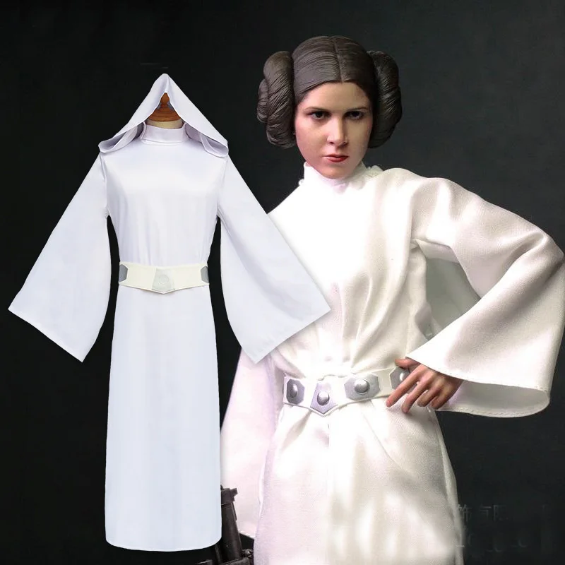 Star Wars Princess Leia White Dress Organa Solo Cosplay Costume Adult 