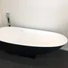 1800 X 820 X 540 MM PAZZO STONE SOLID SURFACE FREESTANDING BATHTUB EXTERNAL BLACK INSIDE WHITE OVAL CORIAN SOAKING TUB 1005A 2