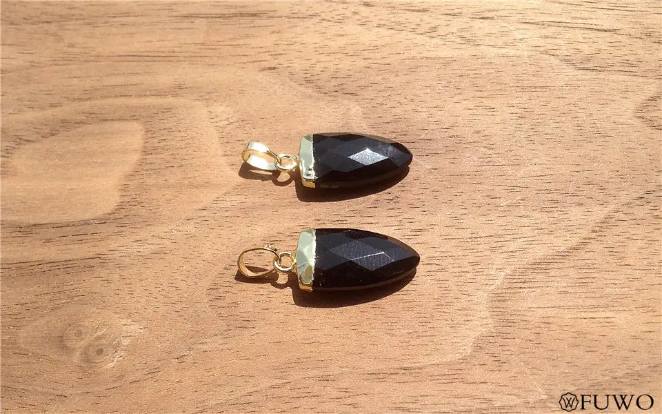Natural Black Agate Horn Pendant 8