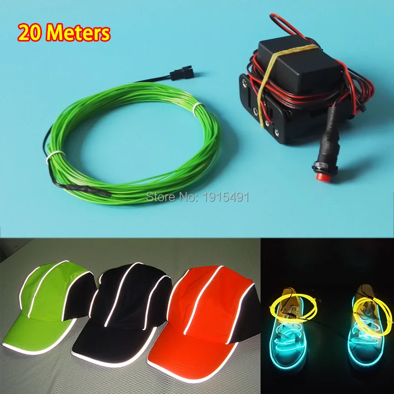 

10 Colors Choice 20Meters 1.3mm Flexible EL Wire Tube Rope LED Strip For Wedding Car Styling Decoration