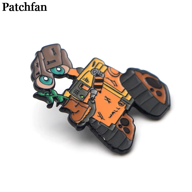 Patchfan WALL E Robots металлический Узелок цинка Значки для рубашки сумка для одежды рюкзак броши для обуви значки медали украшения A1949