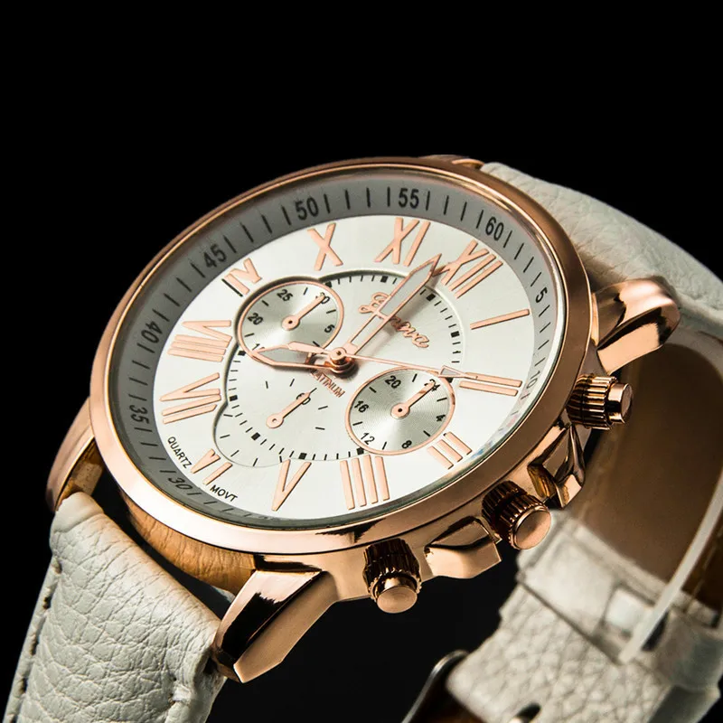 

Top Brand Casual Geneva Unisex Luxury Gold High Quality Quartz Watch Couple Leather Strap Wrist Watches Fashion relogio feminino