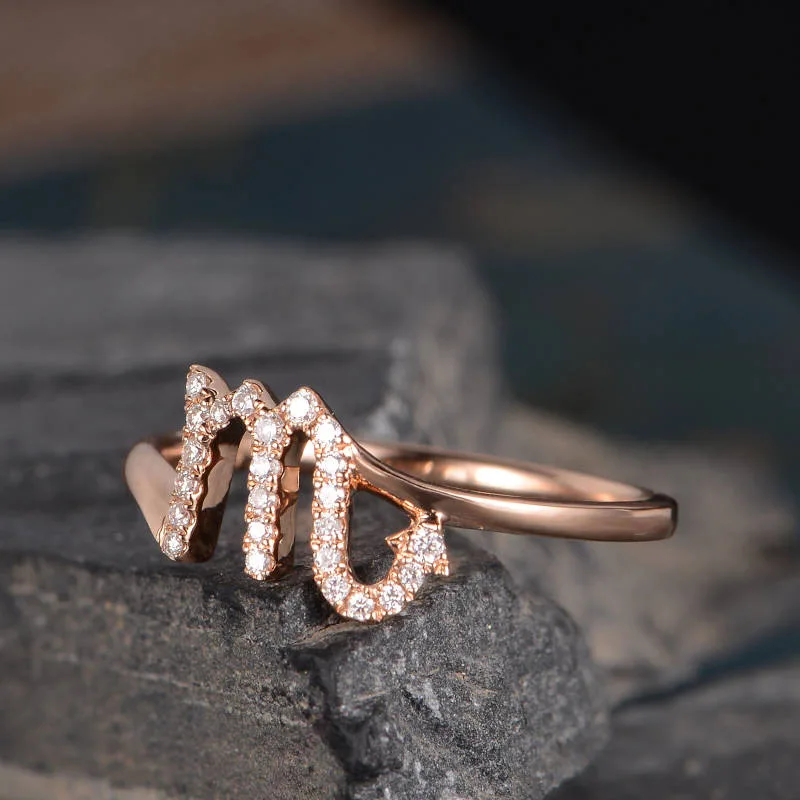 

MISSITA Letter M Cubic Zircon Ring Sexy Lady Rose Gold Color Scorpio Copper Rings For Women Engagement Party Ring Jewelry