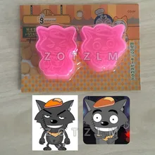 2 шт./набор милые пластиковые режущие инструменты для печенья, мастики печенье торт, из "Милая Коза и большой волк" SLP075