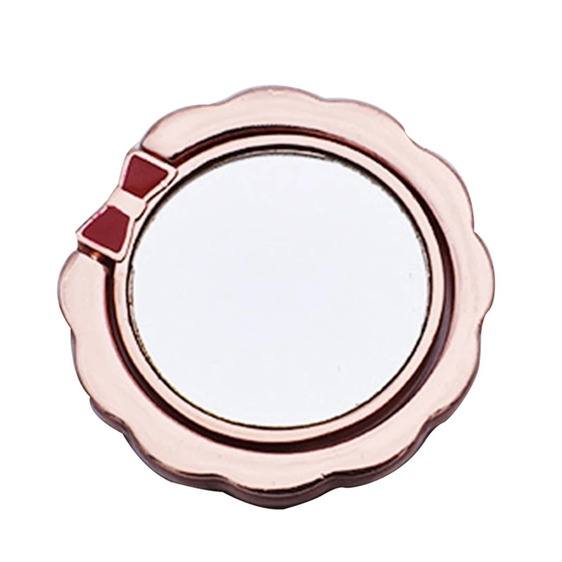 

Metal Finger Ring with Mirror 360 Rotatable Smartphone Pad Stand Holder with Cute Bowknot Design