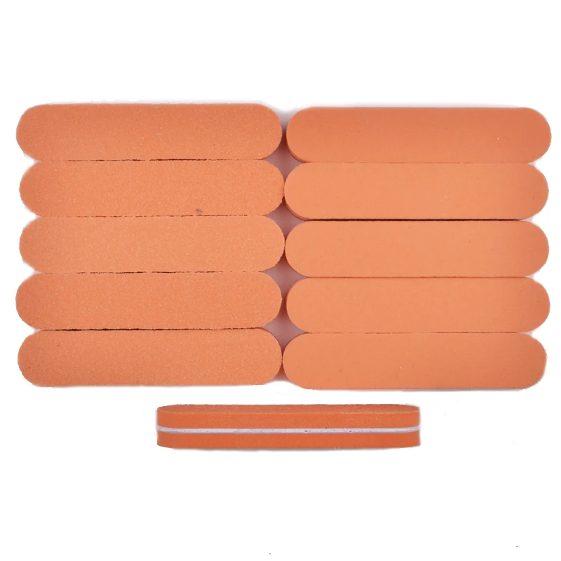 50Pcs Orange Nail Files Sanding Sponge 100/180 Mini Thick Stick for Nail Art Tips Manicure UV