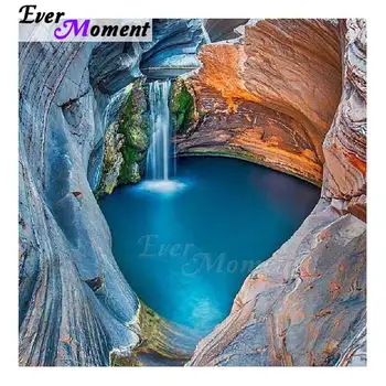 

Ever Moment Diamond Painting Lake Waterfall Picture Of Rhinestone Handmade Mosaic Diamond Embroidery 5D DIY Cross Stitch 3F017