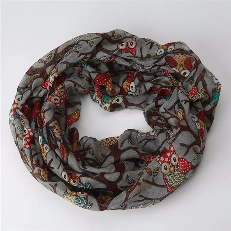 Women Ladies Owl Pattern Print Scarf Warm Wrap Shawl handkerchief women's scarves handkerchief hijab scarf 40FE2711