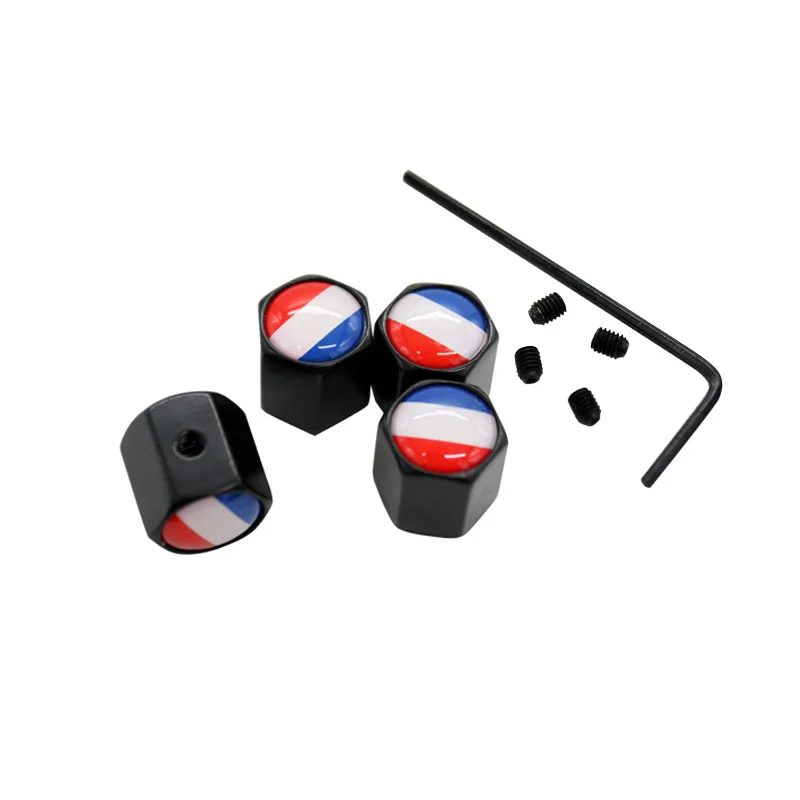 4Pcs/Set France Flag Logo Theftproof Stainless Steel Black Wheel Tire Valve Stem Air Caps Auto Styling For Peugeot Citroen | Автомобили и