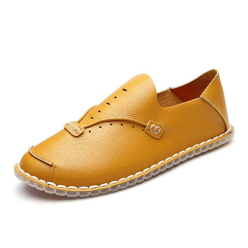 2017 Novo Fundo Macio Sapatos de Couro Feitos À Mão Homens Casual Respirável Flats Loafers Slip On Chaussure Homme Moda Superstar Preto