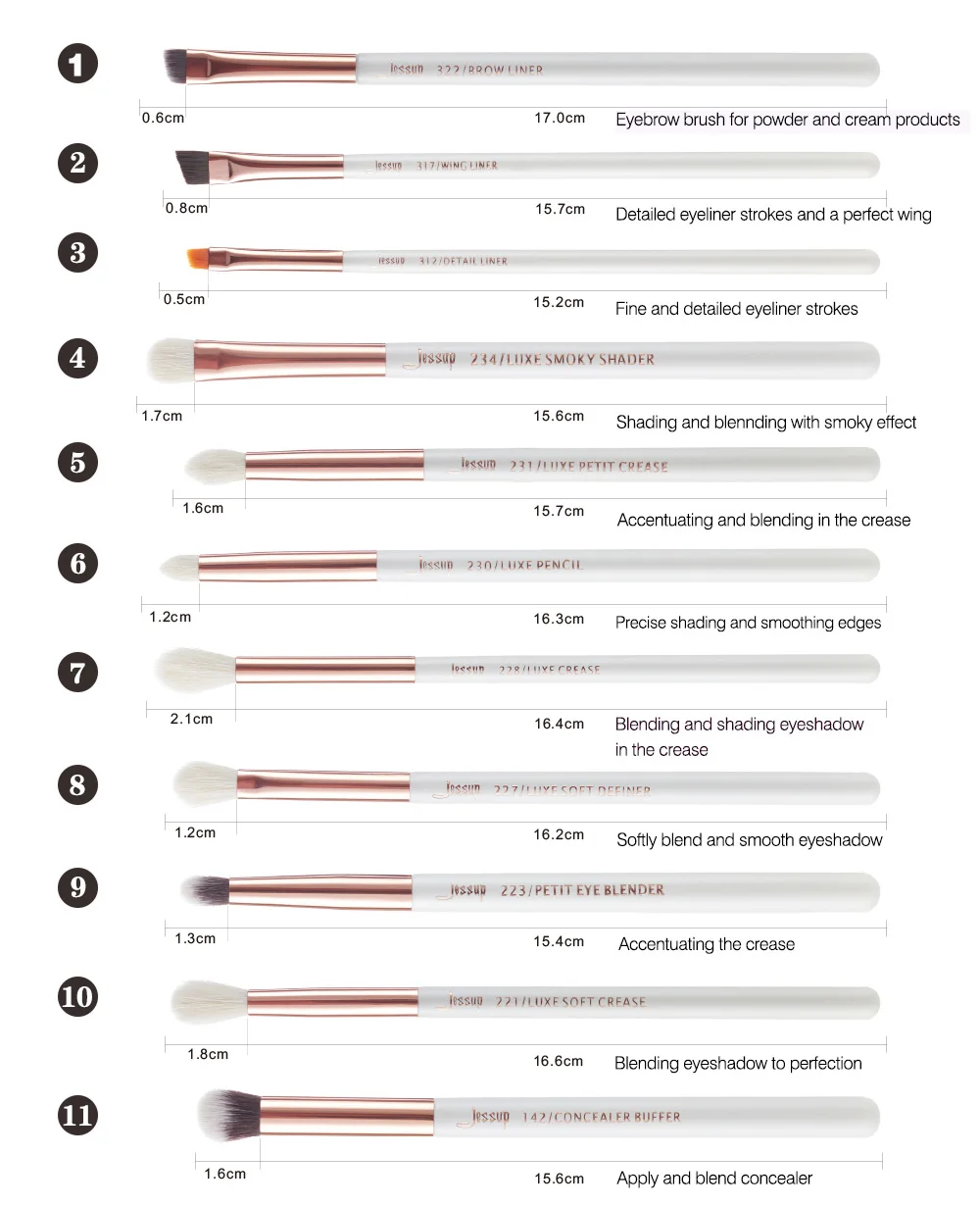 Джессап Красота 15 шт набор кистей для макияжа дропшиппинг maquiagem Профессиональный полный пудра лайнер Кисти косметические T222