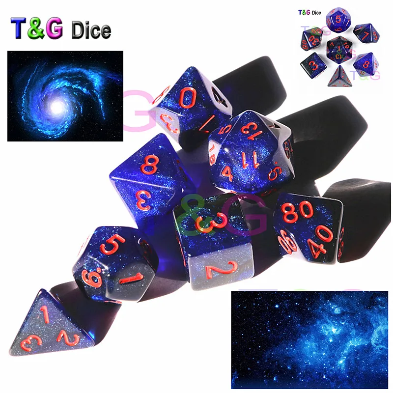 DND Dice New 7pcs/set Universe Galaxy Dice D4,D6,D8,D10,D10,D12,D20