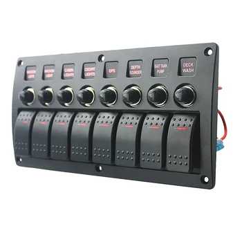 

8 Gang LED Boat Rocker Switch Panel Circuit Breakers DC 12/24V For Car Marine Steamship Yacht Motorhomes Trailer RV Camper Truck