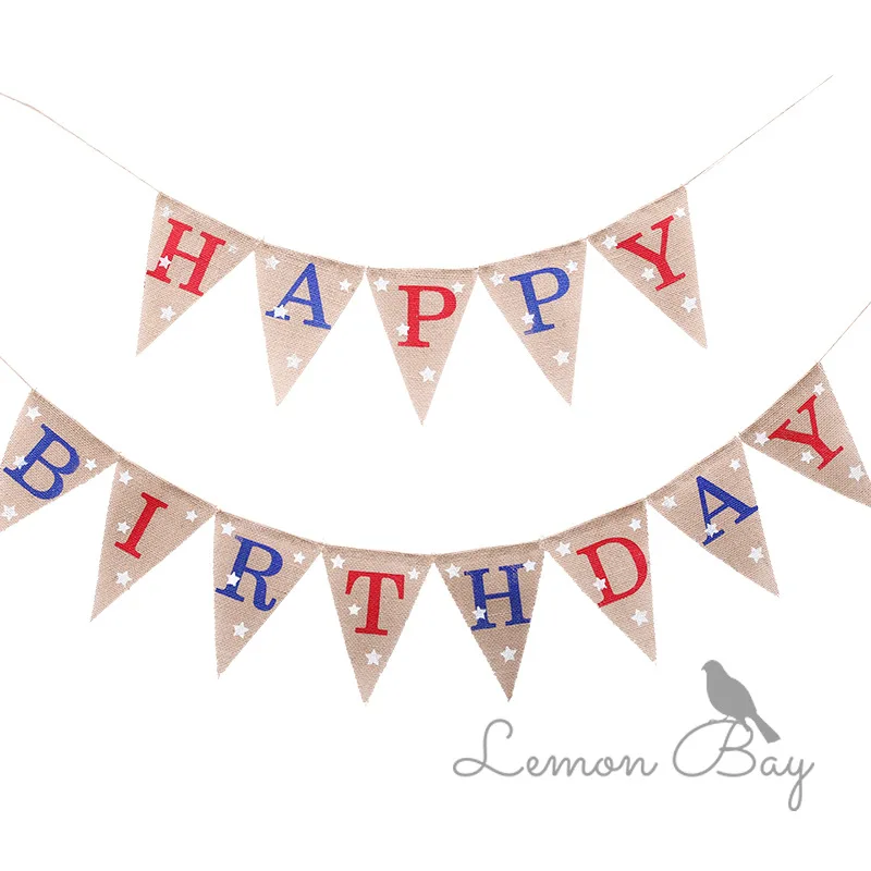 American Flag Happy Birthday Party Decorated With Linen Flag