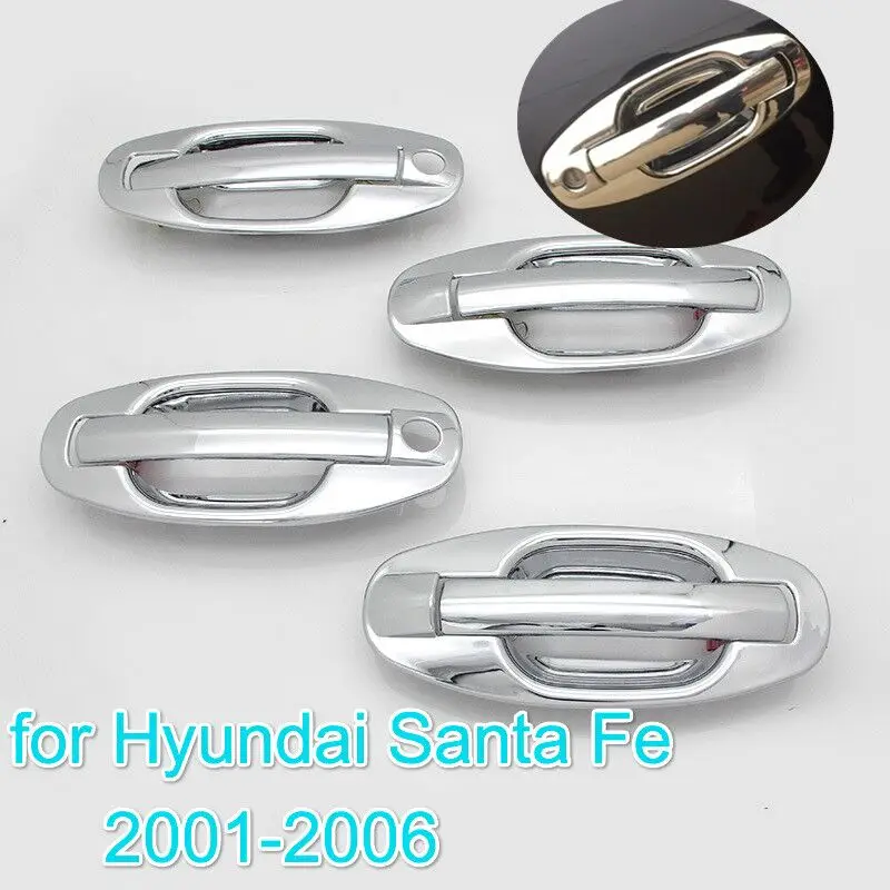 FUNDUOO для hyundai Santa Fe 2001 2002 2003 2004 2005 2006 ABS хромированные покрытия для дверных ручек отделка из овечьей шерсти+ стакан-чаша Стикеры