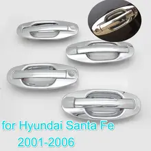 FUNDUOO-cubierta de manijas de puerta cromadas para Hyundai Santa Fe, cubiertas de manijas de puerta cromadas, embellecedor de cuencos y pegatinas, 2001, 2002, 2003, 2004