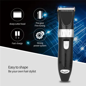 

Rechargeable Hair Trimmer 5 Gear Fines Tuning Hair Clipper Professional Barber Tool + 4 Size Limit Comb Hair Cutting Machine P42
