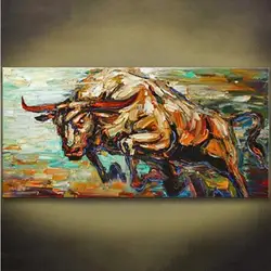 Расписанную Аннотация животного Ox маслом коровы Картины на холсте Современный домашний декор стены Книги по искусству большой Ножи