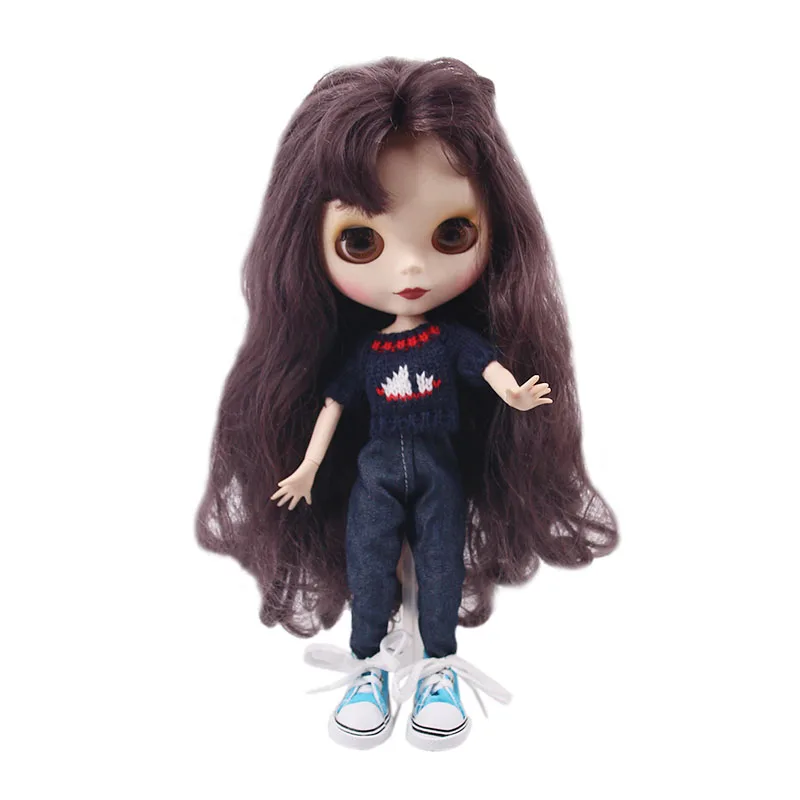 Blyth кукольная одежда свитер+ джинсы 5 см 1/6 кукла парусиновая обувь для BJD кукла наше поколение Рождество девушка подарок на день рождения игрушка - Цвет: b127