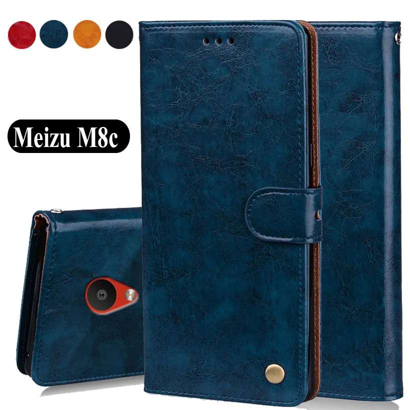 

Luxury PU Leather Slip-resistant Flip Wallet Case For Meizu M8c Case 5.45" Back Cover Case W01