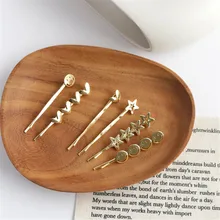 6 шт./компл. Корея простые металлические заколки для женщин золотые цветные шпильки аксессуары для волос