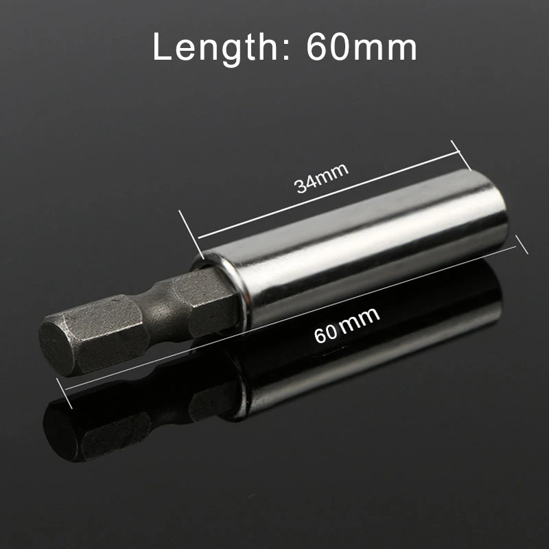 

1pc 60mm Magnetic Screwdriver Bit Holder 1/4 Inch Hex Bit Tip Holder Screwdriver Bit Extension Bar Quick Change Hand Tool Socket
