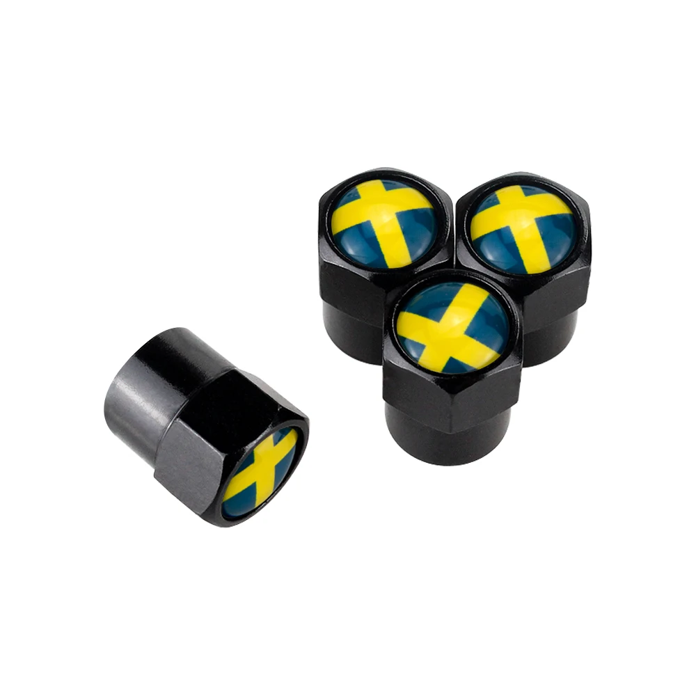

Wheel Tires Tyre Valve Stems Caps Dust Cover Sweden Flag For Fiat Punto 500 500C Bravo 600 Volvo S60 V40 XC90 Smart Fortwo 450
