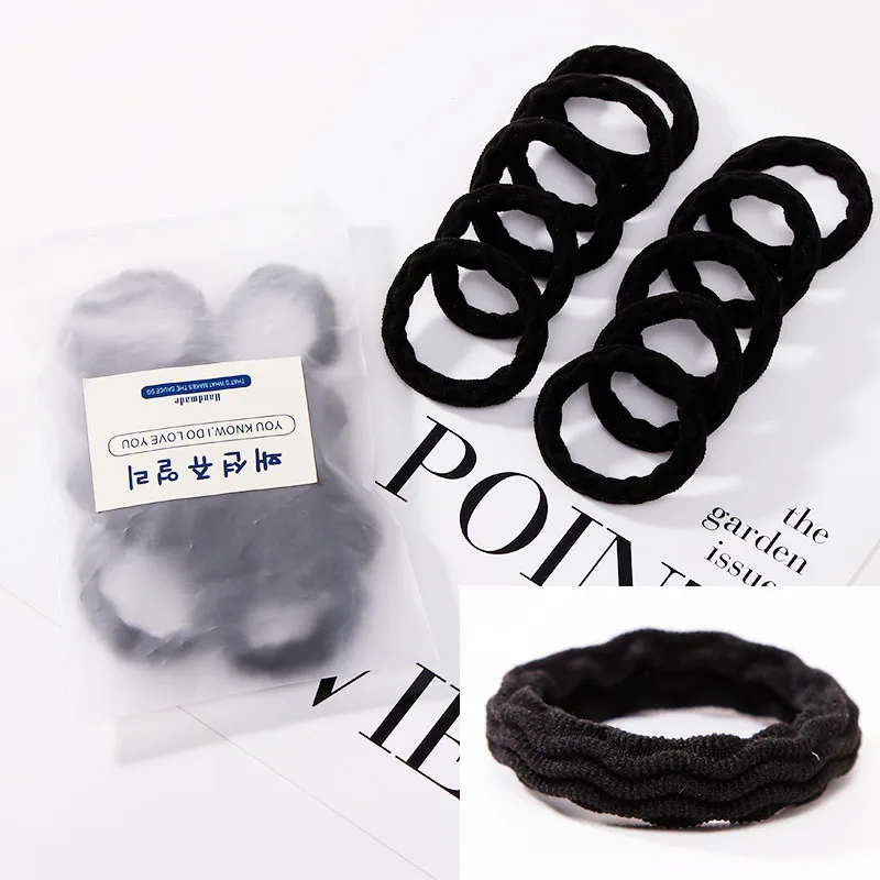 10pcs/Set New Women Basic Crude Elastic Hair Bands Ponytail Holder Scrunchie Headband Rubber Bands Fashion Hair Accessories - Цвет: 10pcs black 1