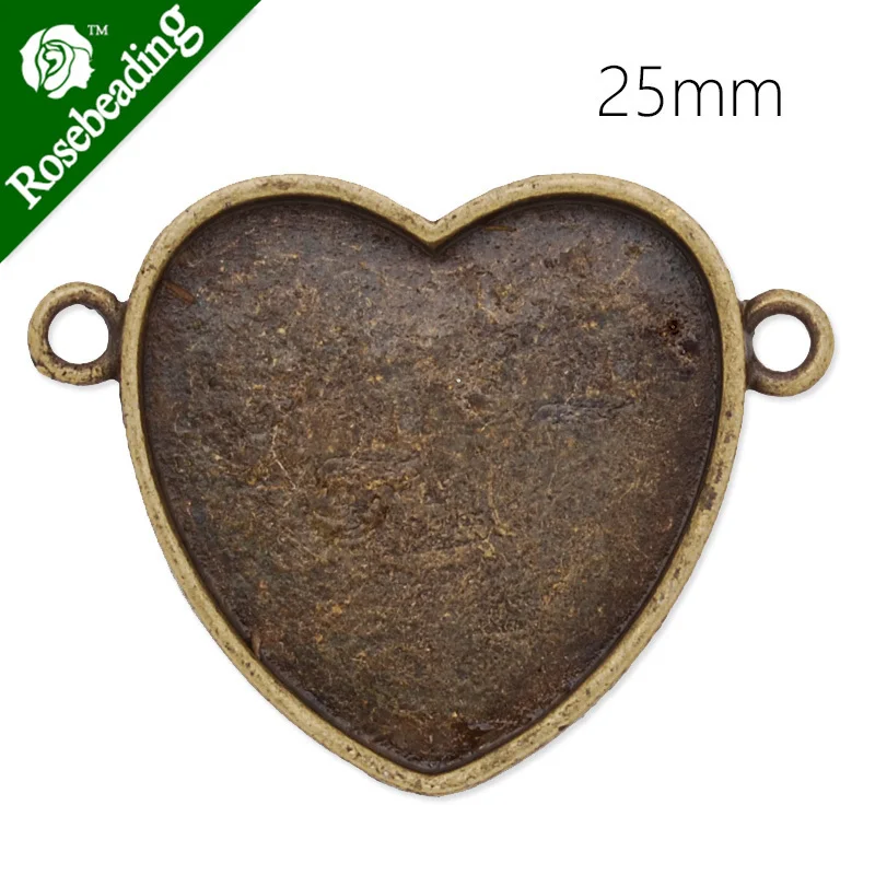 

Bracelet Connector with 25mm Heart Bezel,Zinc Alloy filled,antique bronze plated,20pcs/lot-C4043