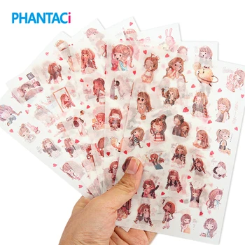 

6 pcs/lot Cute Kawaii I'm A Girl Cartoon Stickers PVC Kid's Sticker for Diary Scrapbook Decoration Stationery Gifts Supply