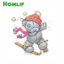 Роза 5D DIY алмазная живопись на заказ мультфильм медведь лыжный полный квадратный значок с вышивкой в виде ромба живопись с пионами pintura manualidades