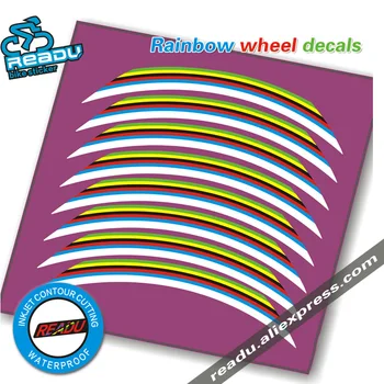 

Road bicycle Wheel rainbow stickers Suitable for 40 50 60 64mm roval rim depth bike wheel rainbow decals
