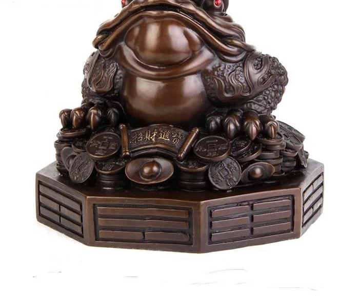 

10 China Bronze Copper Fengshui Wealth Money Yuanbao Golden Toad Spittor Statue