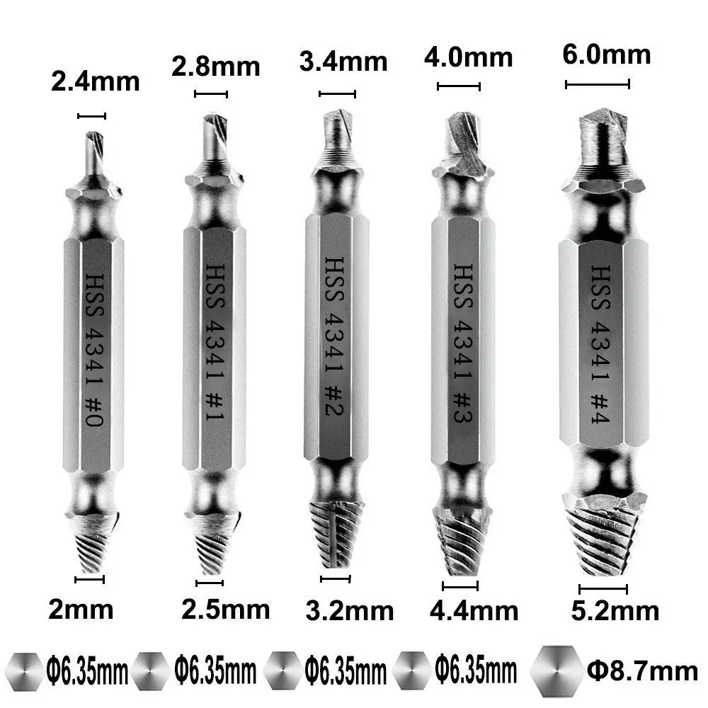 Универсальный разъем поврежденный Винт экстрактор набор, многофункциональный 7 мм-19 мм Универсальный адаптер для розетки гаечный ключ с 5 шт. поврежденных S