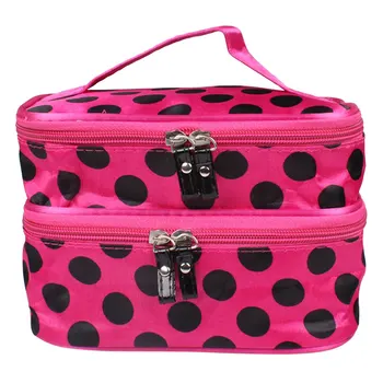 

Dropshipping Portable Women Dot Large 2 Layers Make-up Cosmetic Set Beauty Case Toiletry Bag SMJ