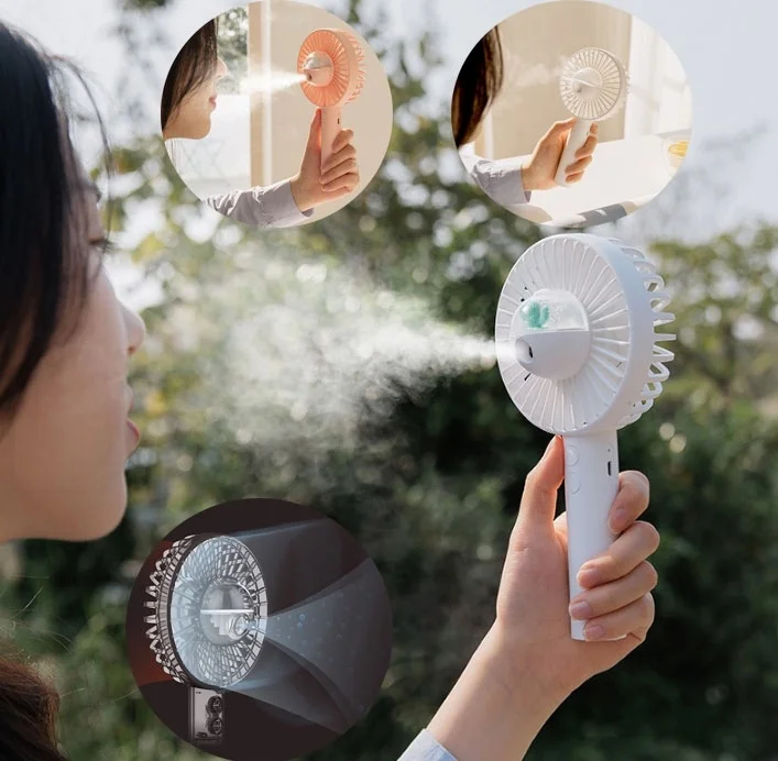 

Misting Fan Mini USB Handheld Humidifier Mist Water Spray Moisturizing Portable Electric Fan