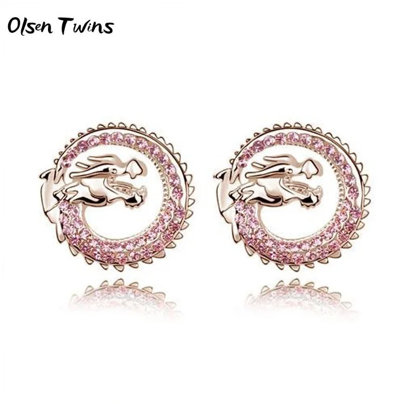 

Olsen Twins Austria Crystal Rhinestone Dragon Stud Earrings for Girls Brincos Earings Fashion Jewelry Dropshipping