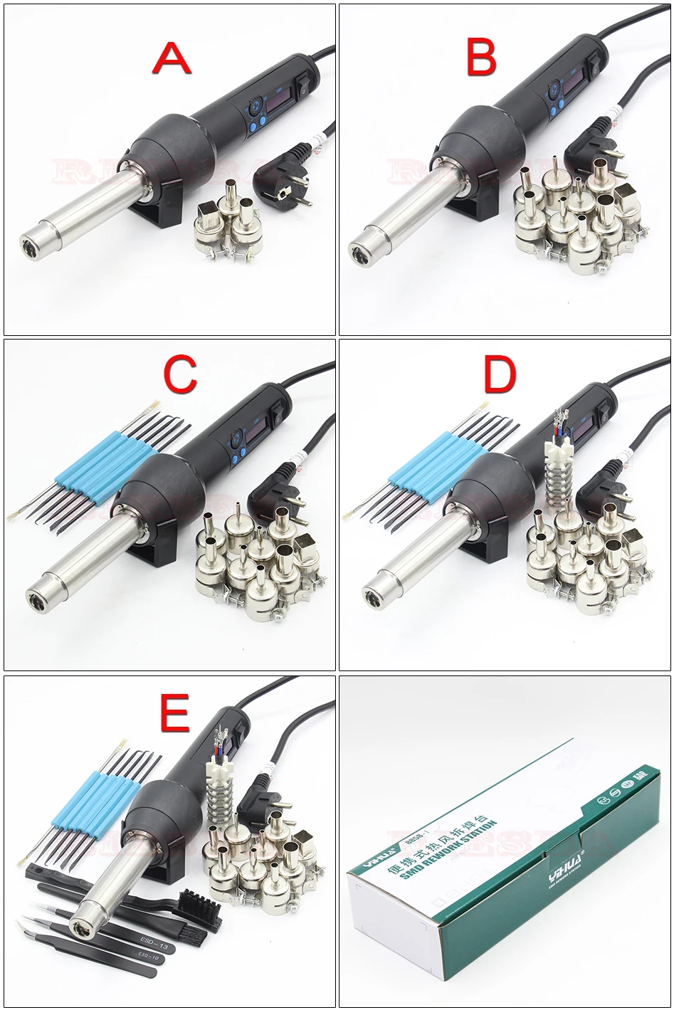 YIHUA 8858-I 220 V/110 V EU/US 650W lcd Регулируемая электронная Тепловая фена паяльная станция IC SMD BGA