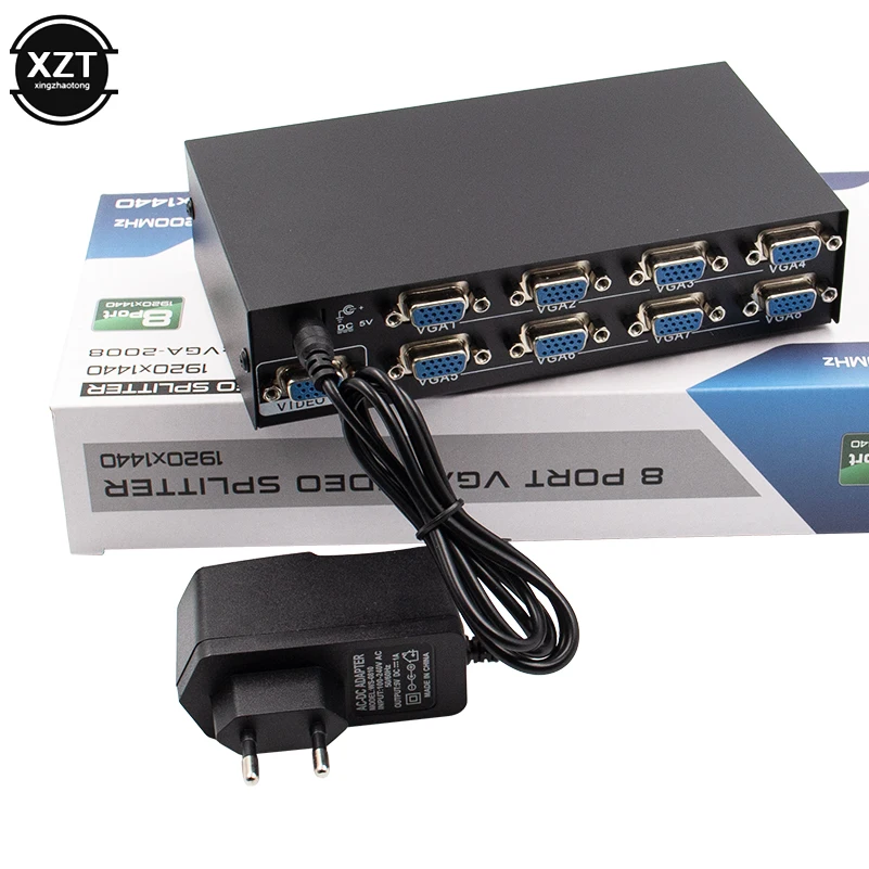 

AT 1PCS NEW Eight into a VGA video frequency divider VGA splitter eight For multimedia computer demonstration video conference