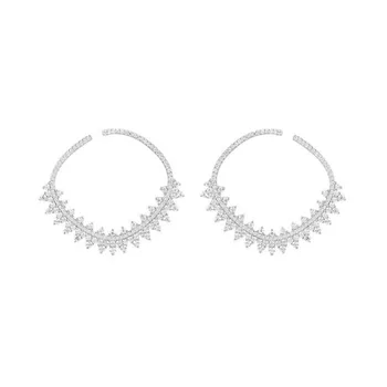 

SLJELY 2018 New S925 Sterling Silver Fine Lace Flower Design Earrings Cubic Zirconia Gear Earring for Women Dentelle Jewelry