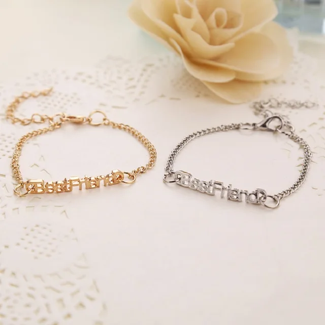 Fashion Charm Women Bracelet Gold Silver Black Bangle Best Friends Fashion Charm Women Bracelet Gold Silver Black Bangle Best Friends The English Letter Spelling